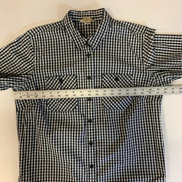 Duluth Trading Women's Checkered Cotton Long Sleeve Button Up Short Size M - Picture 8 of 10